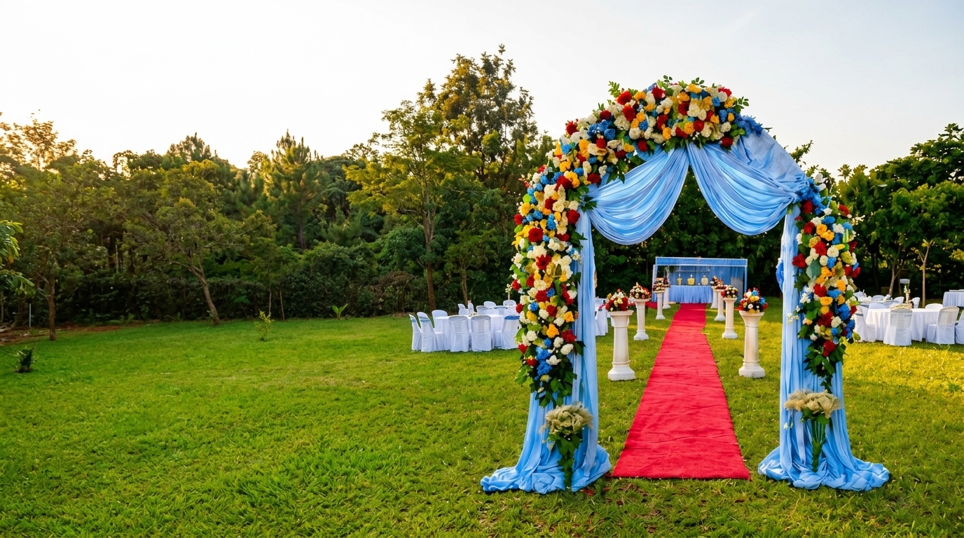 Wedding arch in the resort garden at NET Resort