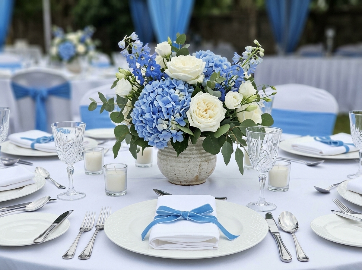 Wedding table setting with flowers at NET Resort