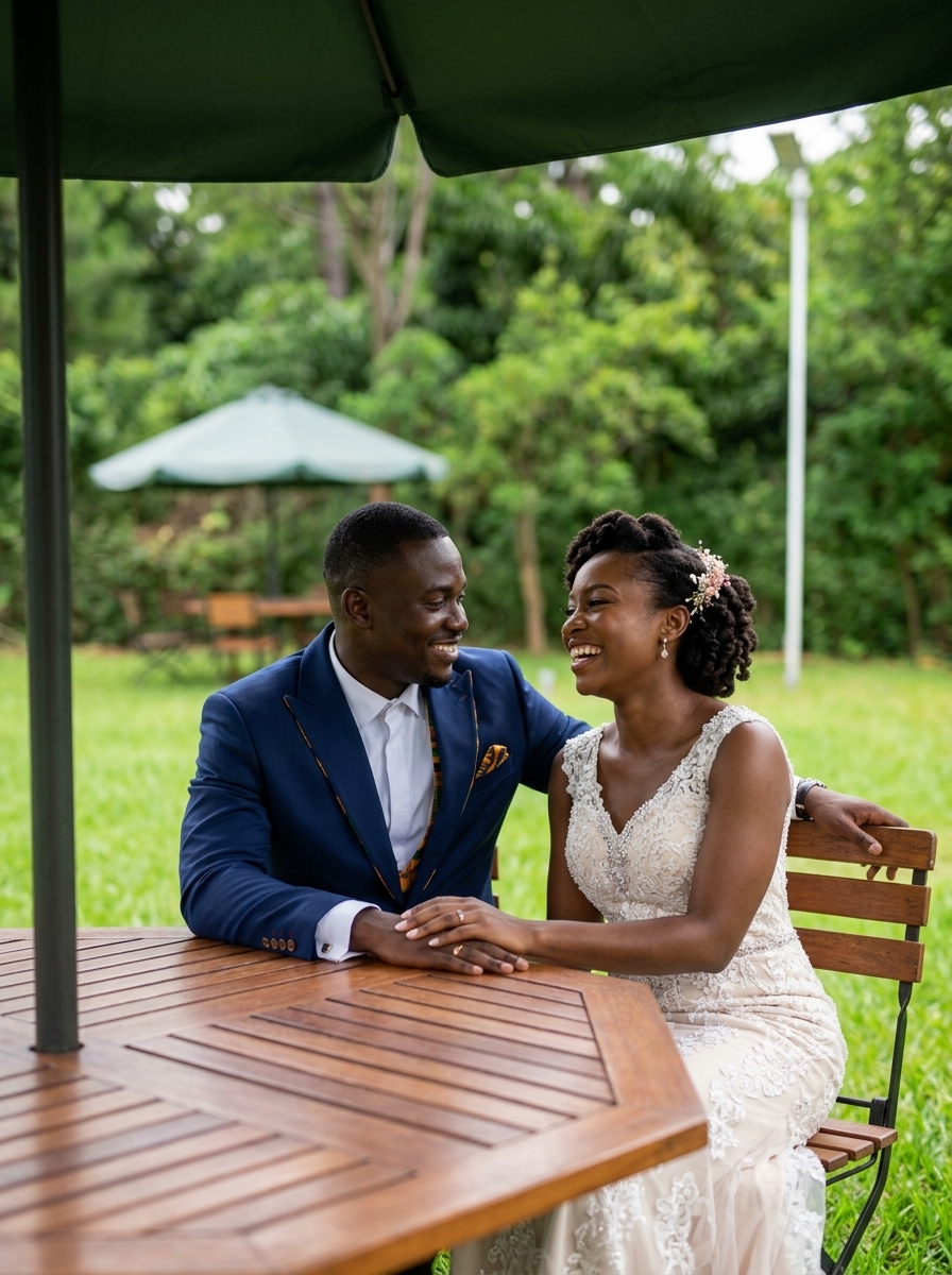 Newly married couple posing at NET Resort