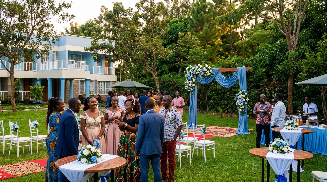 Guests gathering at a garden wedding at NET Resort — a beautiful place to begin your next chapter